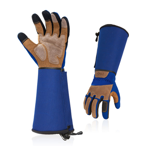 VGO 1 Pair Gardening Gloves Unses,Safety Work Gloves,Long Sleeves Gauntlet,Puncture-proof,Thorn Proof,Touchscreen(Green,SL7477/SL7496))