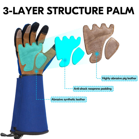 VGO 1 Pair Gardening Gloves Unses,Safety Work Gloves,Long Sleeves Gauntlet,Puncture-proof,Thorn Proof,Touchscreen(Green,SL7477/SL7496))