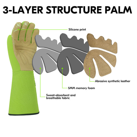 Vgo 1Pair Men/Women's Extra-Long Leather Gardening Gloves, Gauntlet with Adjustable Cuff, Puncture & Thorn Proof, Touchscreen (SL6592-M/W, SL7445)