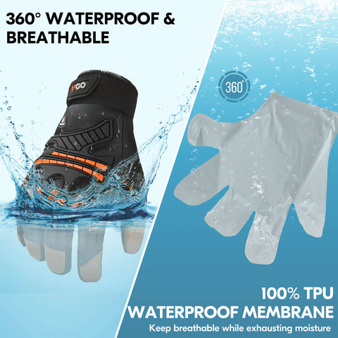 VGO  -4℉ or above Winter Waterproof High Dexterity Heavy Duty Mechanic Glove, Rigger Glove, Anti-vibration, Anti-abrasion, Touchscreen (GA8954FW-ORA)
