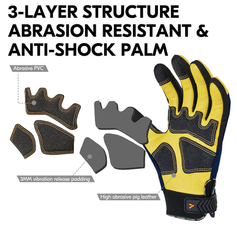 Vgo 1Pair 0℃/32°F Winter Pig Leather Work Gloves, Cold Weather Waterproof Safety Work Gloves,Cold Storage or Freezer Use,w/3M Thinsulate Lining(PA7726FLWP)