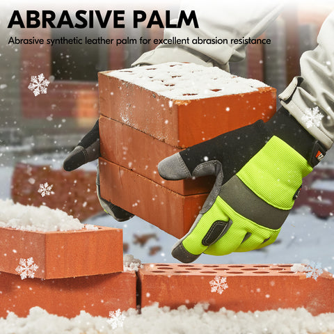 Vgo 1Pair 5℃/41°F Winter Work Gloves Men, Cold Weather Waterproof Safety Work Gloves,Cold Storage or Freezer Glove, Touchscreen(SL7584FLWP-GRE)
