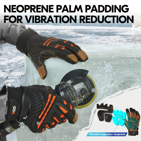 VGO  -4℉ or above Winter Waterproof High Dexterity Heavy Duty Mechanic Glove, Rigger Glove, Anti-vibration, Anti-abrasion, Touchscreen (GA8954FW-ORA)