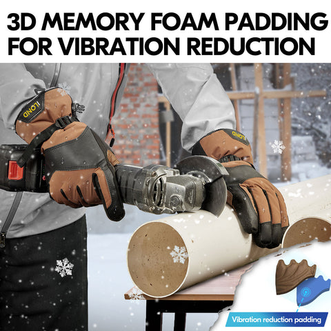 ILOND -20℃/-4°F Waterproof Winter Work Gloves Cold Weather Waterproof Work Gloves Waterproof Insulated Gloves Goat Leather Gloves(Brown,GA7760FLWP)