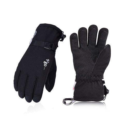VGO 2 Pairs Age 10-14 Junior -4℉ or Above 3M Thinsulate G80 Lined Winter Outdoor Gloves (Black/Red,PVC2460FW-J)