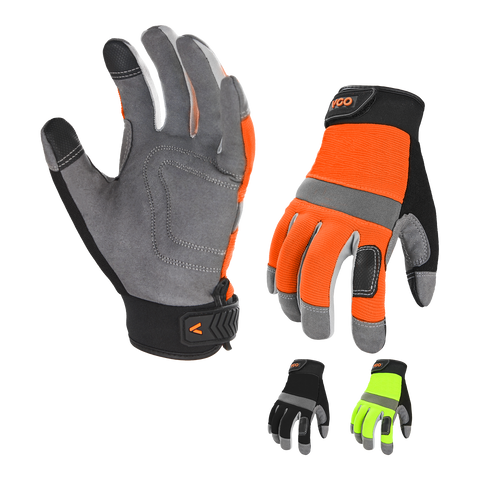 VGO 3Pairs Safety Work Gloves,Builder Gloves,Gardening Gloves,Light Duty Mechanic Gloves(SL7584)