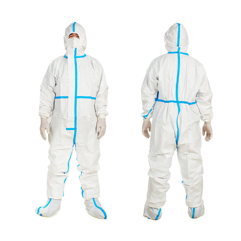 VGO Suits - 6 Sizes Options (1 PC) - Fabric Passed AAMI Level 4 Disposable Coverall PPE Suit for Biohazard Chemical Protection - CoverU Full Body Protective Clothing with Hood
