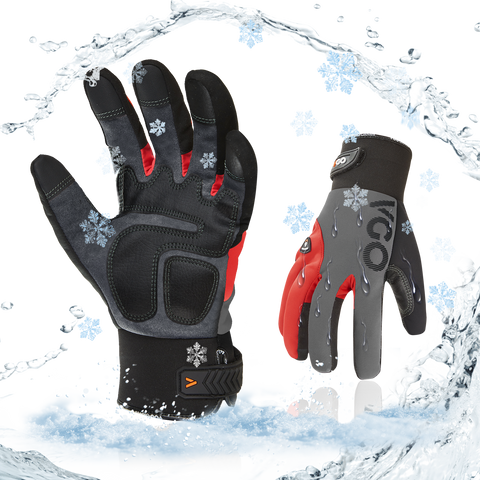 VGO 1Pair -20℃/-4°F Warm Winter Mechanic Gloves, Cold Weather Waterproof Safety Work Gloves,Cold Storage or Freezer Use,w/3M Thinsulate Lining,Touchscreen(SL8777FW-FM)