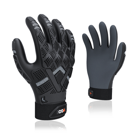 VGO NGG X1 1Pair Seamless Heavy Duty Mechanic Gloves, Knuckle Impacted Work Gloves(Black/Gray,TP1106)