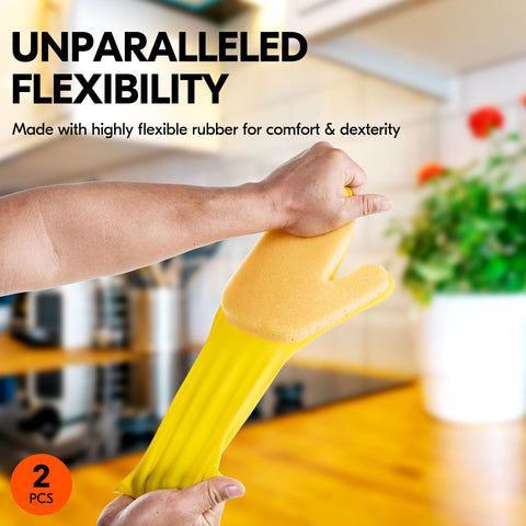 VGO 2PCS Home Garden Kitchen Dish Washing Car, Glass Cleaning Glove Sponge Palm Pads (2Right Hands,Yellow,CC006)