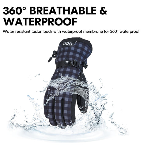 VGO 1 Pair -5℃/23°F or Above Warm Ski Gloves, Winter Snow Gloves,Outdoor Gloves,3M Thinsulate Waterproof Gloves For Male and Female (Above 18 years old) (Blue/Red,TS2470FW)