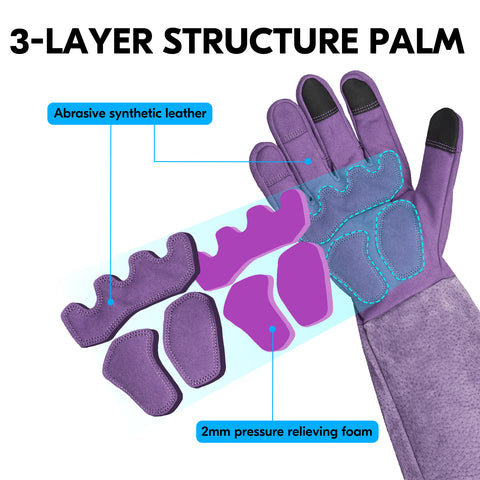 Vgo 1Pair Men/Women's Extra-Long Leather Gardening Gloves, Gauntlet with Adjustable Cuff, Puncture & Thorn Proof, Touchscreen (SL6592-M/W, SL7445)