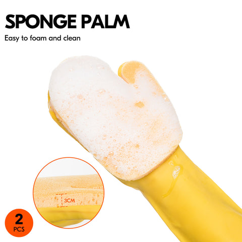 VGO 2PCS Home Garden Kitchen Dish Washing Car, Glass Cleaning Glove Sponge Palm Pads (2Right Hands,Yellow,CC006)