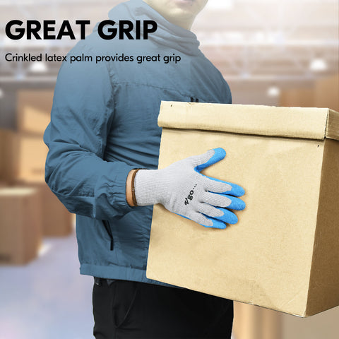 VGO 10 Pairs Latex Coating Gardening and Work Gloves(Black+Blue+Grey Coat,SK2102-B)