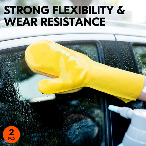 VGO 2PCS Home Garden Kitchen Dish Washing Car, Glass Cleaning Glove Sponge Palm Pads (2Right Hands,Yellow,CC006)