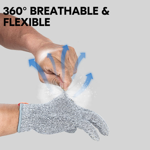 VGO 1-Pairs Cut Resistant Gloves, HPPE Anti-cut Liner, Hand Protection, EN388 level C, ANSI level 3 (Gray, HY2183)