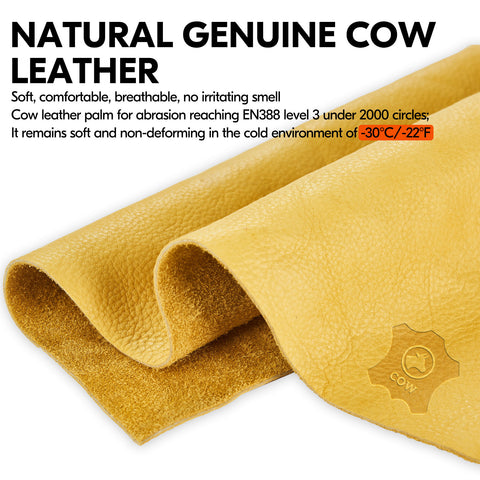 VGO 1 Pair -30℃/-22°F or Above Cow Leather Warm For Male and Female (Above 18 years old), Winter Snow Gloves, Outdoor Gloves, 3M Thinsulate Waterproof Gloves (CA2469FW)
