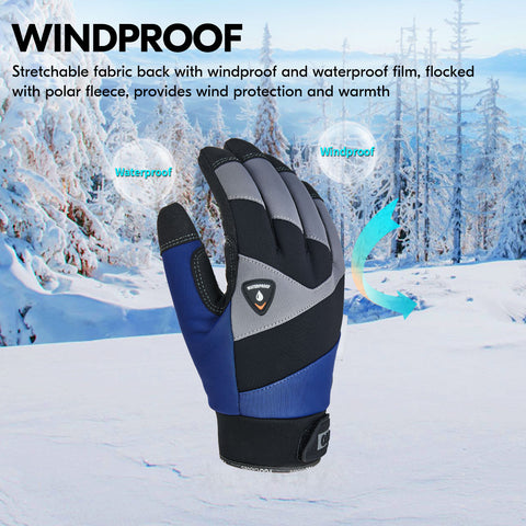 Vgo 1/2 Pairs -20℃/-4°F COLDPROOF ,Winter Work Gloves, Oil Resistant, Water resistant & Windproof Gloves(Black&Gray,SL7721FW)