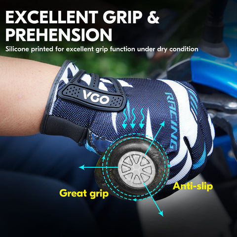 VGO 1 Pair Full Finger Touchscreen Motorcycle Gloves, Mountain Cycling Gloves, Riding Gloves, Workout,Racing, Outdoor Gloves (Blue/Red, MF5178)