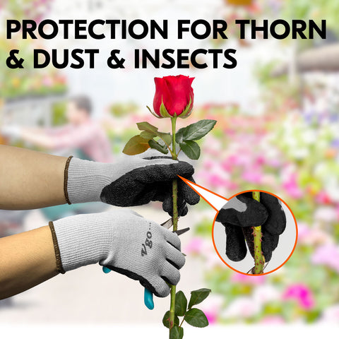 VGO 10 Pairs Latex Coating Gardening and Work Gloves(Black+Blue+Grey Coat,SK2102-B)