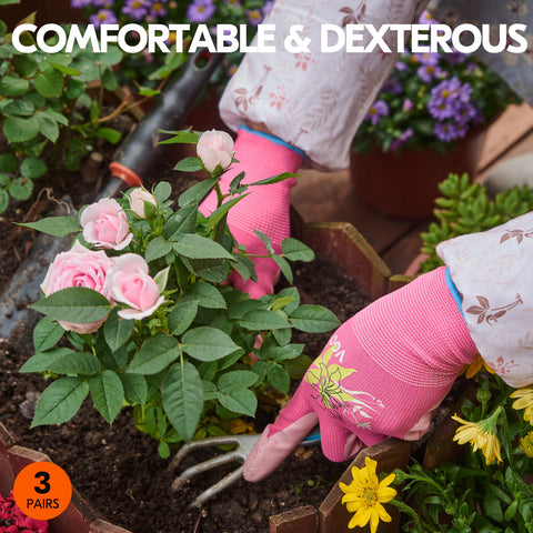 VGO 2/3/5 Pairs Women’s Gardening Gloves -Nitrile/Latex Coated, Machine Washable & Breathable for Outdoor,DIY, Ranch,Camping | Flexible Fit, Value Bundle with Color Choices (NT2110-P/RB6013-P/RB6026-G/RB6026-BR)