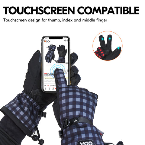 VGO 1 Pair -5℃/23°F or Above Warm Ski Gloves, Winter Snow Gloves,Outdoor Gloves,3M Thinsulate Waterproof Gloves For Male and Female (Above 18 years old) (Blue/Red,TS2470FW)