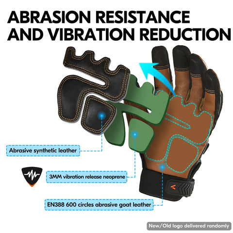 VGO  -4℉ or above Winter Waterproof High Dexterity Heavy Duty Mechanic Glove, Rigger Glove, Anti-vibration, Anti-abrasion, Touchscreen (GA8954FW-BRO)