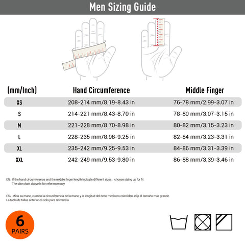 VGO 6 Pairs Latex Rubber Coated Gardening and Work Gloves (RB6023-GO)
