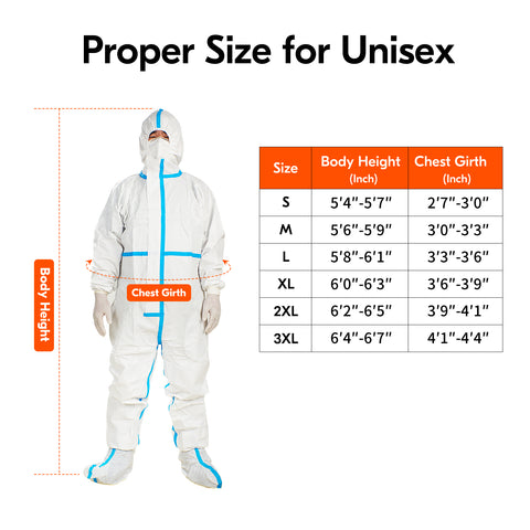 VGO Suits - 6 Sizes Options (1 PC) - Fabric Passed AAMI Level 4 Disposable Coverall PPE Suit for Biohazard Chemical Protection - CoverU Full Body Protective Clothing with Hood