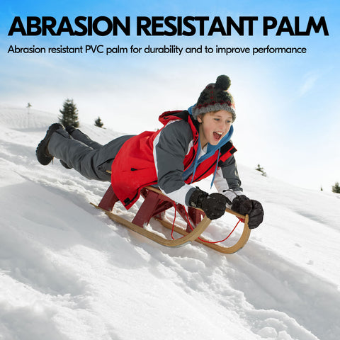 VGO 2 Pairs Age 10-14 Junior -4℉ or Above 3M Thinsulate G80 Lined Winter Outdoor Gloves (Black/Red,PVC2460FW-J)