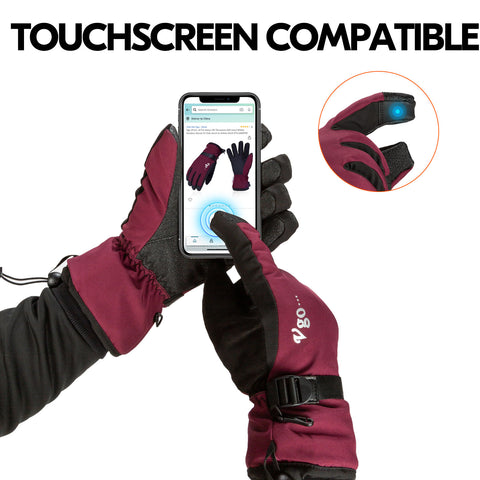 VGO 2 Pairs Age 10-14 Junior -4℉ or Above 3M Thinsulate G80 Lined Winter Outdoor Gloves (Black/Red,PVC2460FW-J)