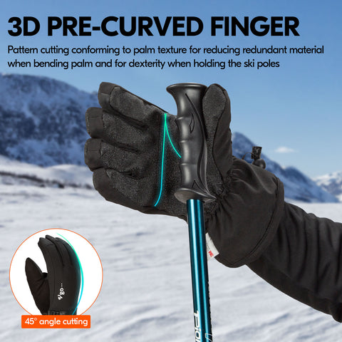 VGO 2 Pairs Age 10-14 Junior -4℉ or Above 3M Thinsulate G80 Lined Winter Outdoor Gloves (Black/Red,PVC2460FW-J)