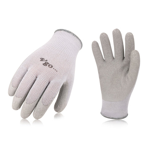 VGO 10 Pairs Latex Coating Gardening and Work Gloves(Grey Coat,SK2102-G)